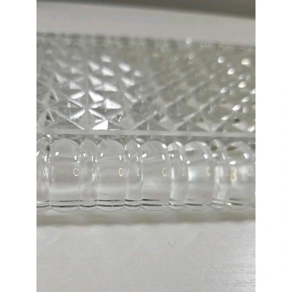 Vintage Anchor Hocking Cubist Glass Snack Plate Tray Mid-Century Set Of 3